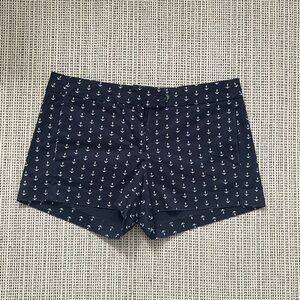 J. Crew US 4 CityFit Navy Blue Anchor Patterned Shorts